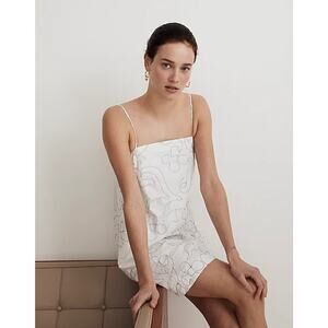 NWT Madewell Women's Embroidered Goldie Mini Dress Sleeveless in White Size 12